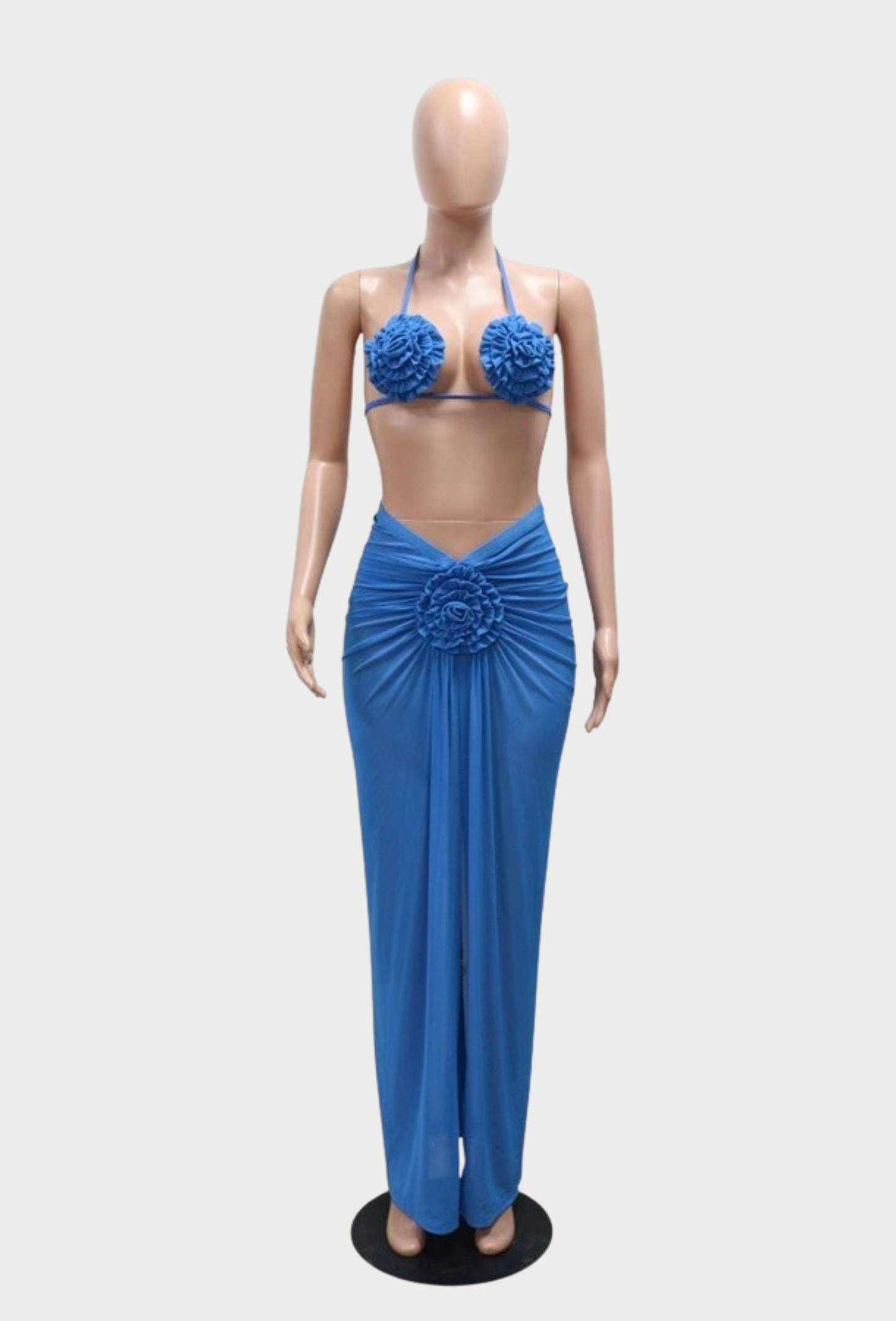 HALTER FLOWER BIKINI COVER 3PCS SWIMMING SET