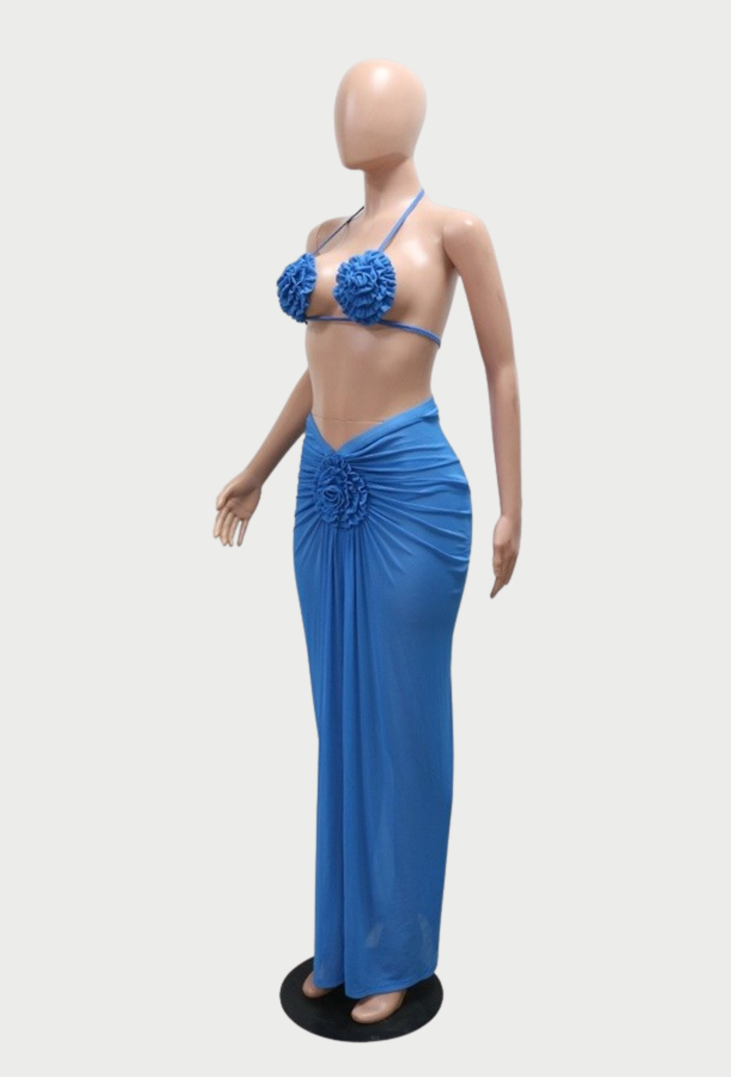 HALTER FLOWER BIKINI COVER 3PCS SWIMMING SET