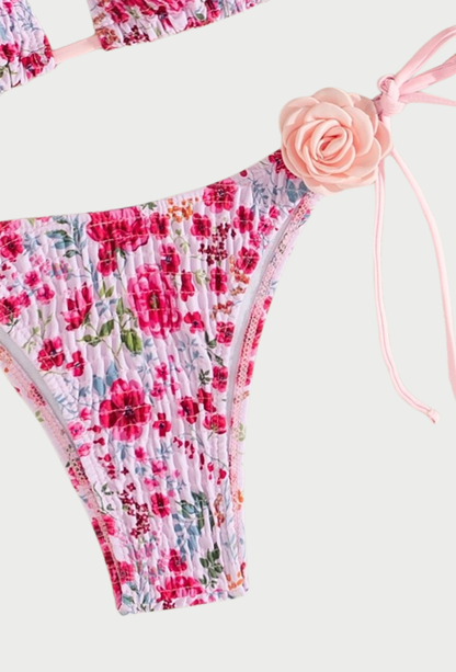 HALTER FLORAL BIKINI 2PCS SWIMMING SET