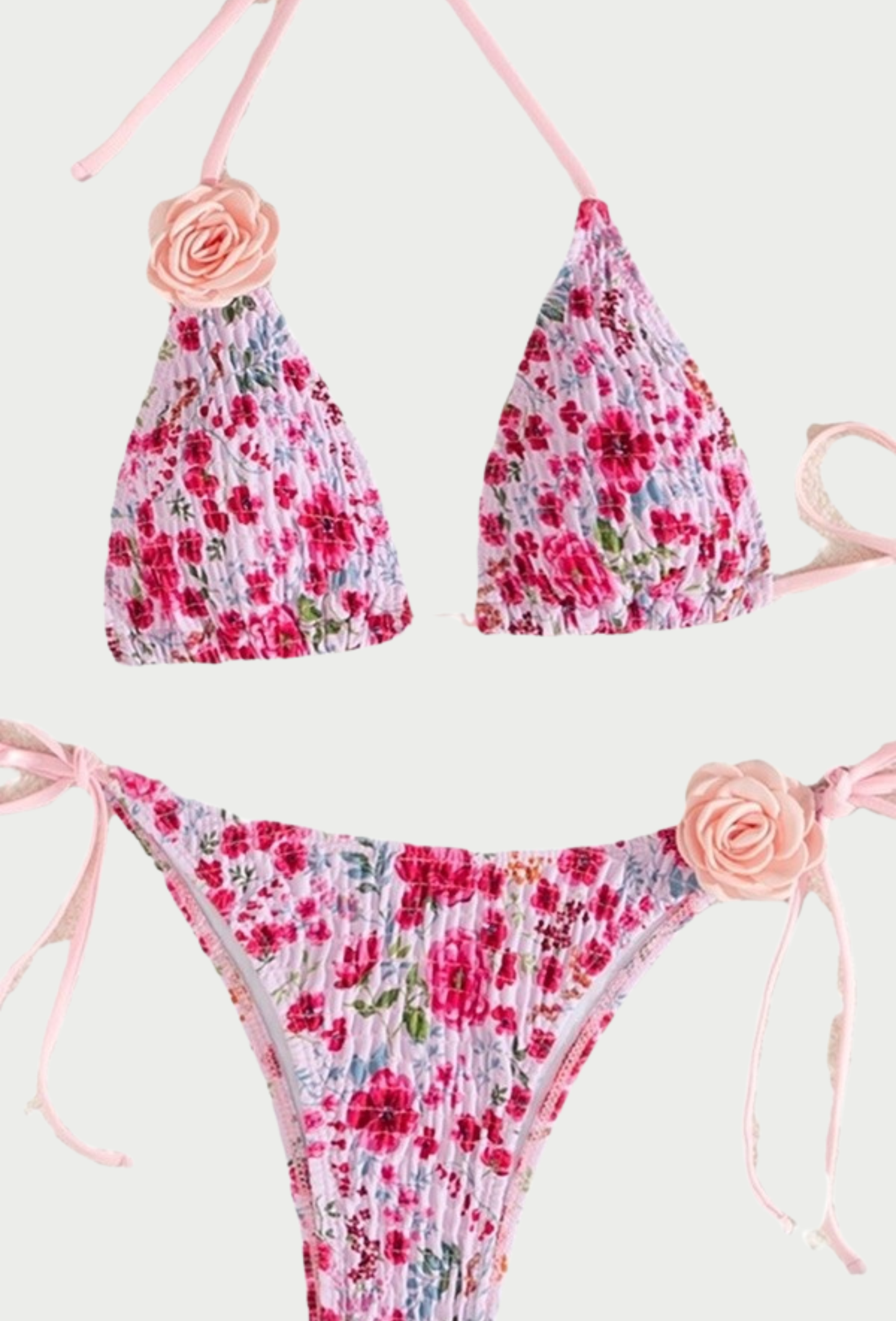 HALTER FLORAL BIKINI 2PCS SWIMMING SET