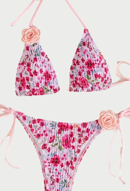 HALTER FLORAL BIKINI 2PCS SWIMMING SET