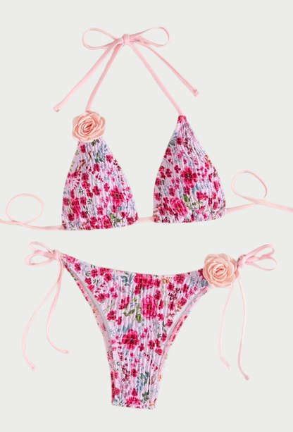 HALTER FLORAL BIKINI 2PCS SWIMMING SET