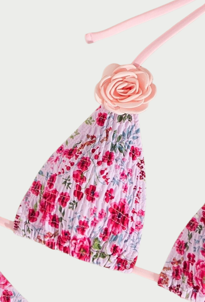 HALTER FLORAL BIKINI 2PCS SWIMMING SET